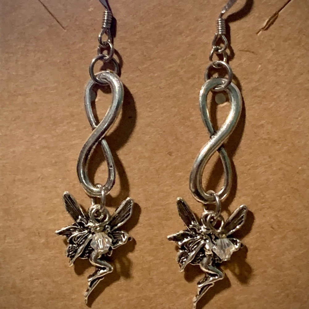 Silver dangle Fairy hook earrings